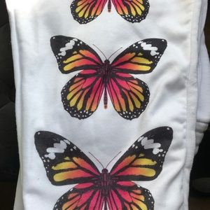 NEW White sweats w/butterflies (L)